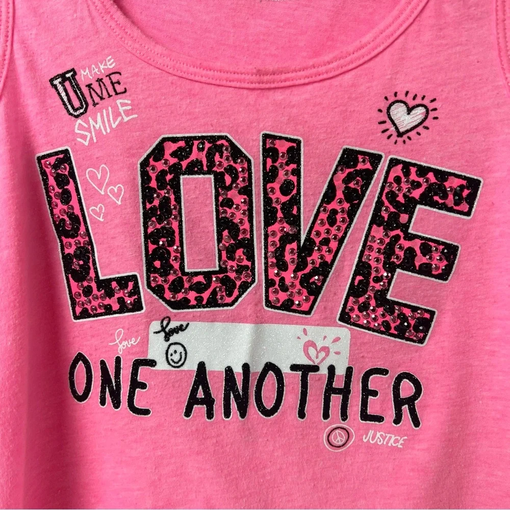 Justice Sparkly Tank Crop Top Pink Kids 8